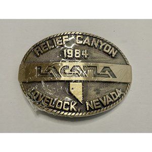 Relief Canyon 1984‎ Lovelock Nevada Vintage Belt Buckle Solid Brass